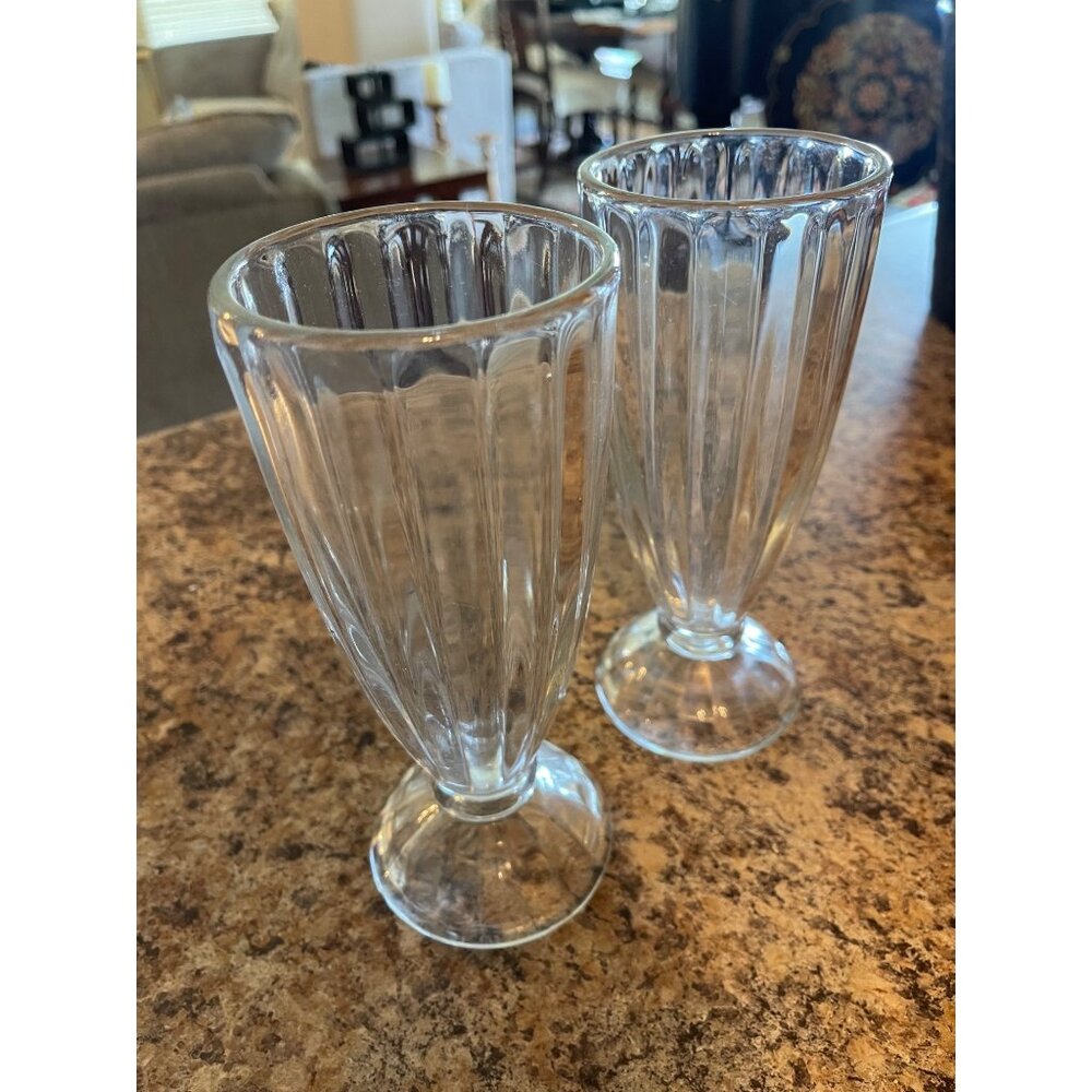 Vintage Milk Shake Sundae Glasses 12oz Ice Cream Float Soda Fountain Anchor Hock